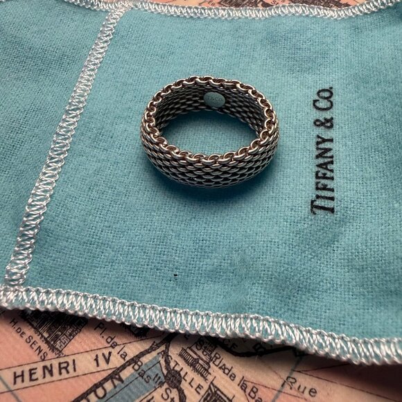 Tiffany Somerset sterling mesh ring - size 4.75/5 - Picture 3 of 3